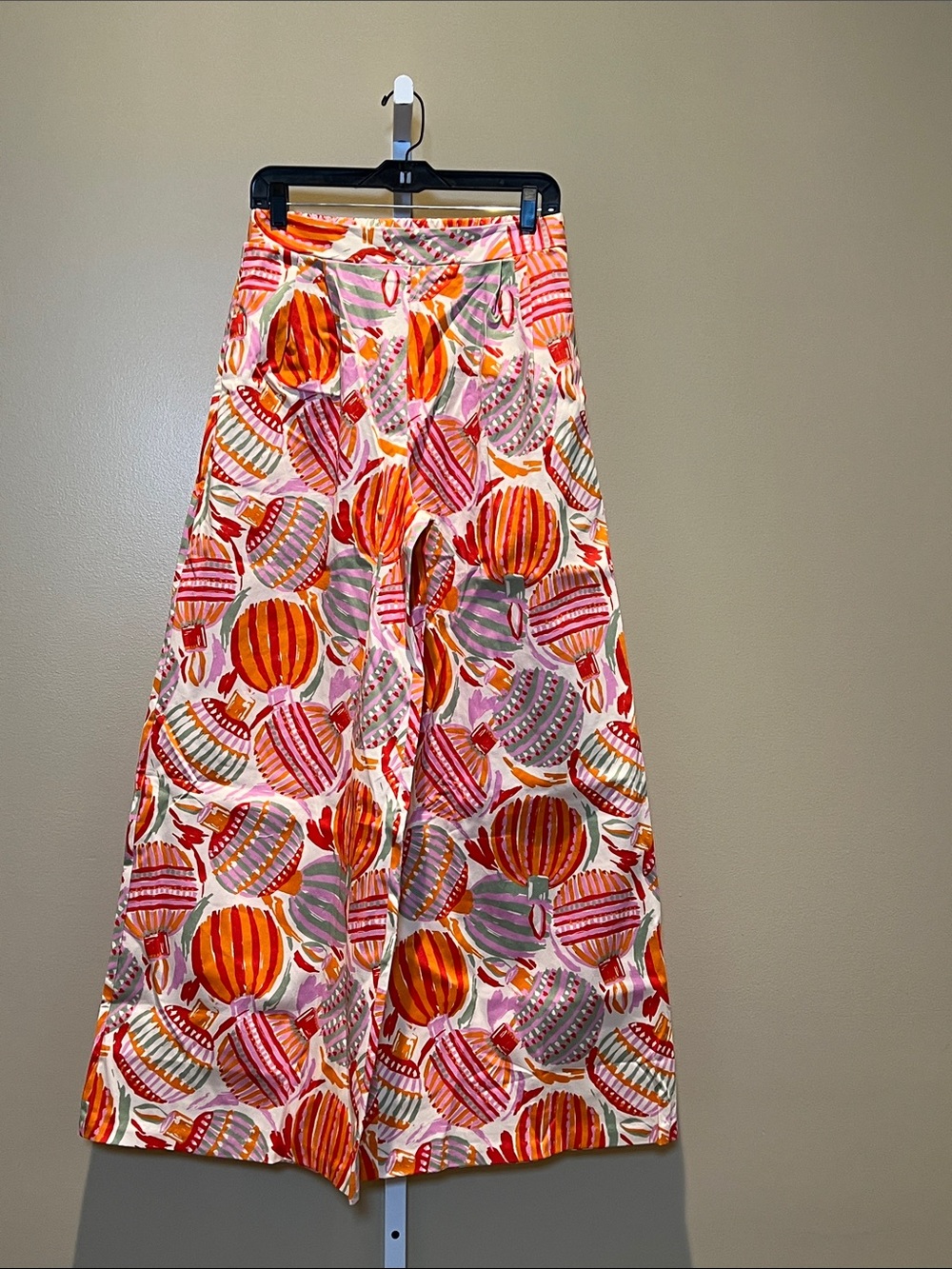 Bright Printed Palazoo Pants in Orange & Pink